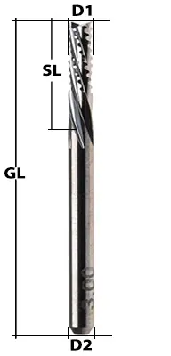 Highlight VHM Fräser Spiralverzahnt Ø 1 mm linksspiralig