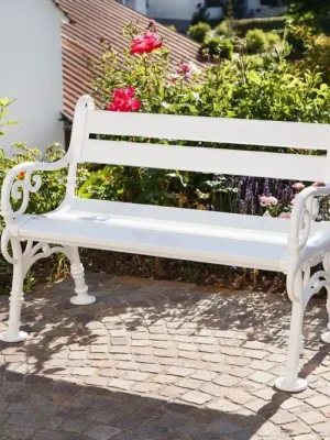 Gartenbank, Landhausbank, Blome Linderhof 2-Sitzer weiß, Metall-Profilträger Top-Seller