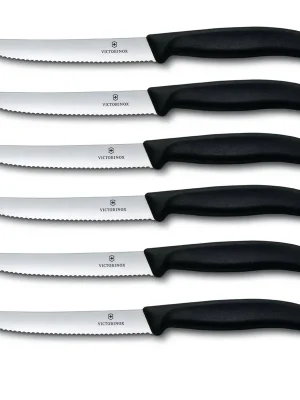 6 X VICTORINOX Tomatenmesser, Brötchenmesser, Küchenmesser schwarz Swiss Classic Sofort Bestellen