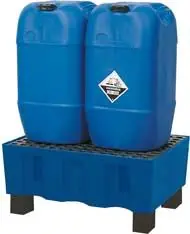 Auffangwanne PE 60 l m. Füßen u. Giro ASECOS | mit Gitterrost (verzinkt) | 2 Behälter à 60 l | 1774749 Billig