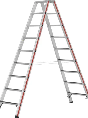 Begrenztes Angebot Stufenstehleiter R13 beidseitig begehbar 2x9 StufenLänge 2,28 m | 2x9 | 2,28 m | 355/575 mm | 1,95 m | 2,10 m | 1782985