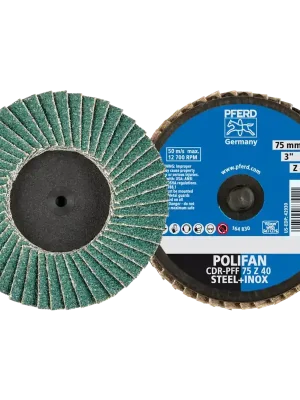 Abverkauf PFERD COMBIDISC Zirkon Mini-POLIFAN CDR Ø 75mm Z40 für gehärteten Stahl | 40 | Zirkonkorund Z | 75 mm | System CDR | 1069746