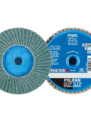Zertifiziert PFERD COMBIDISC Zirkon Mini-POLIFAN CD Ø 75mm Z60 für gehärteten Stahl | 60 | Zirkonkorund Z | 75 mm | System CD | 1066752