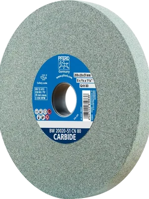 Zertifiziert PFERD Schleifbockscheibe Ø 200x20mm Bohrung-Ø 51mm SiC80 für harte Materialien z.B. Hartmetall | 80 | 200 mm | 20 mm | 51 mm | 1065923