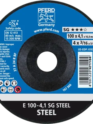 Wochenendangebot PFERD Schruppscheibe E 100x4,1x16mm Leistungslinie SG STEEL für Stahl | SG STEEL/16,0 | 100 mm | 4.1 mm | 16 mm | 1070115