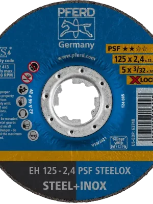 Zertifiziert PFERD Trennscheibe EH 125x2,4mm X-LOCK gekröpft Universallinie PSF STEELOX für Stahl/Edelstahl | EH / 42 / T27 | 125 mm | 2.4 mm | 22.23 mm | PSF STEELOX/X-LOCK | 25 Stück | 1070060