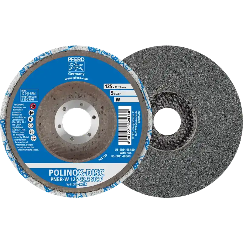PFERD POLINOX verpresste Vlies-Disc PNER Ø 125mm Bohrung-Ø 22,23mm Weich SIC Fein | W (weich) | 125 mm | 1068883 Zertifiziert