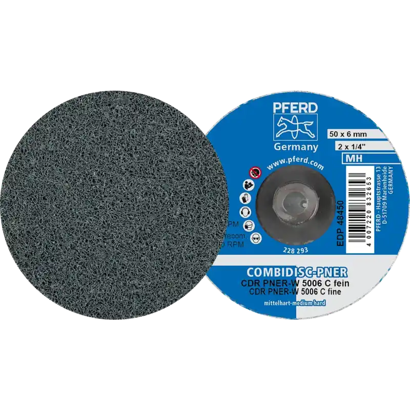 Preiswert PFERD COMBIDISC verpresste Vliesronde CDR PNER Ø 50mm Mittehart SIC Fein | MH (mittelhart) | F (fein) | Siliciumcarbid SiC/C | 50 mm | System CDR | 1067104