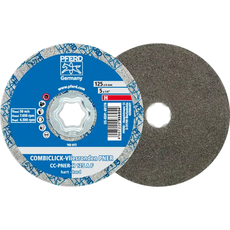 Versand Am Gleichen Tag PFERD COMBICLICK verpresste Vliesronde CC PNER Ø 125mm Hart A Fein | H (hart) | fein | 125 mm | 5 Stück | 1066224