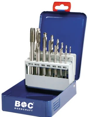 Abverkauf Bohrcraft Masch.-Gewindeb. DIN 371/376 HSS-E in Metallkass. 14-tlg.M3 - M12 Form B+HSS-G 2,5-10,2 mm /MGB 14-G | 1081779
