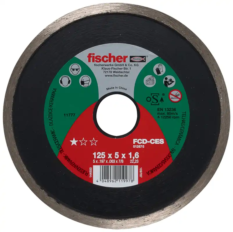 Fischer Diamanttrennscheibe CES 1,6/125 | 125 mm | 12.250 r/min | 1148882 Top-Angebot