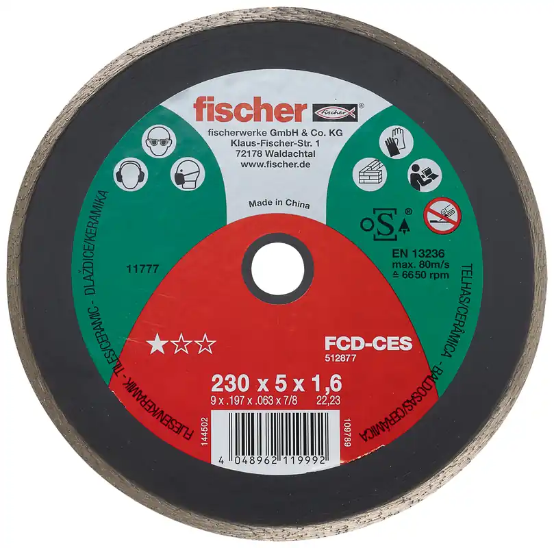 Neue Kollektion Fischer Diamanttrennscheibe CES 1,6/230 | 230 mm | 6.650 r/min | 1148887