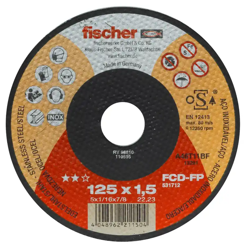 Markenware Fischer Trennscheibe FP 1,5/125 flach Inox | 1,5 mm | 125 mm | 12.250 r/min | 1148894