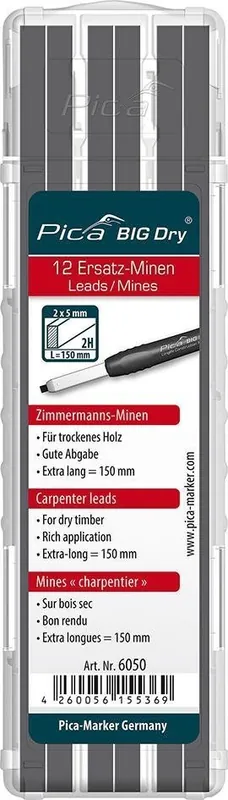 Neu Im Sortiment Pica Minen-Set für Zimmermanns-Bleistift BIG Dry Zimmermann Graphit 2H | 1406160