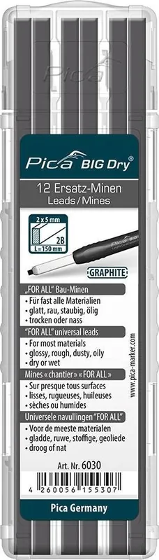 Pica Minen-Set für Zimmermanns-Bleistift BIG Dry FORALL Bau Bau Graphit | 1408352 Kracherpreis