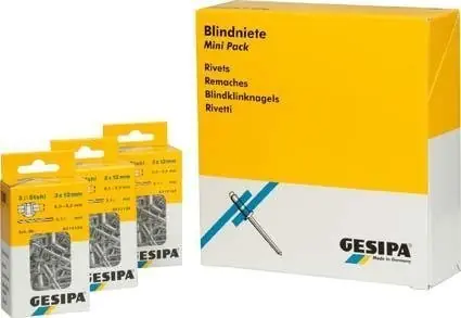 GESIPA Blindniet Alu/Stahl Flachrundkopf Mini-Pack 3x6mm a 100Stück | 3,1 mm | 1,0–3,0 mm | 3 x 6 mm | 1415281 Finale Aktion