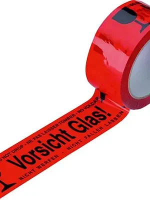 Klebeband PVC 50mmx66m -Vorsicht Glas- 4-sprachig | 1402856 Neue Ware