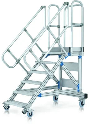 Bestseller Zarges Plattformtreppe fahrbar 45° 5 Stufen, 800 mm breit, Höhe 1,07 m | 45 ° | 5 | 800 mm | 1070 mm | 1055021