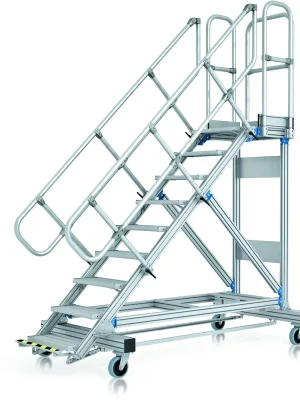 Ausverkauf Zarges Plattformtreppe Ergo Stop 60° 11 Stufen, 1000 mm breit, Höhe 2,75 m | 60 ° | 11 | 1000 mm | 2750 mm | 1055066