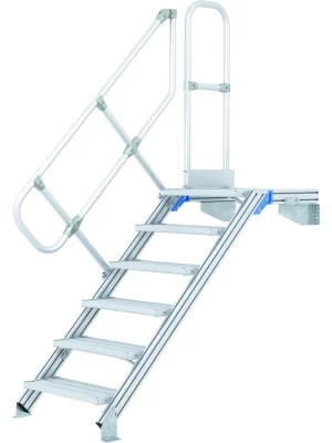 Ausverkauf Zarges LM-Treppe mit Plattform 45° 19 Stufen, 600 mm breit, Höhe 4,08 m | 45 ° | 19 | 600 mm | 4080 mm | 1054910