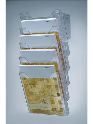 Billig Helit Wandprospekthalter 5 Fächer DIN A4 Kunststoff grautransparent