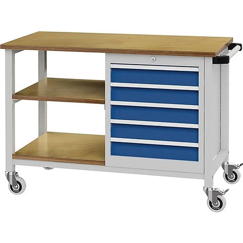 Jetzt Bestellen Bedrunka & Hirth Gerätebau Werkbank B1200xT540xH880mm Buche Multiplex lichtgrau/signalblau 5 Schubl.