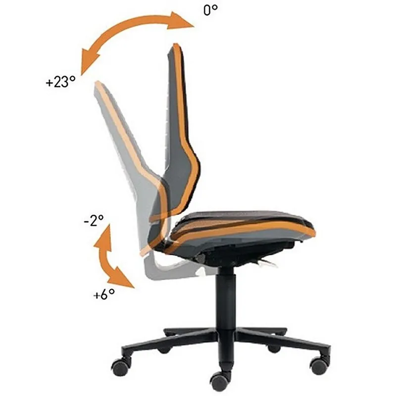 Aktuell Interstuhl Arbeitsdrehstuhl Neon Rollen ohne Polsterelement blau 450-620mm Synchrontechnik