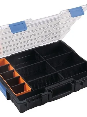 Markenprodukt Allit Sortimentskasten B440xT355xH76mm 12 Fächer 10 Trennstege transp.schwarz