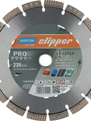 Saint-Gobain Diamanttrennscheibe 4x4 Explorer Ø230mm Bohr.22.23mm 2.5mm 12mm NORTON CLIPPER Neue Kollektion