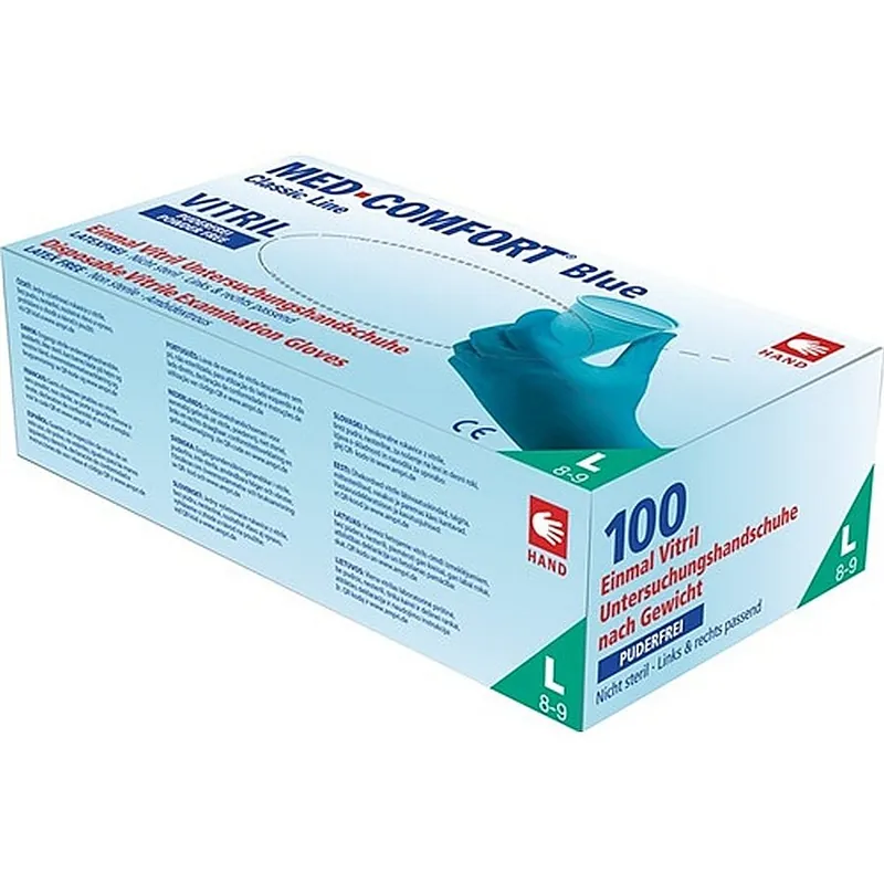 Zertifiziert AMPri Einweghandschuh Med Comfort Blue Vitril Gr.S blau Vinyl-Nitril Gem. 100 St./Box