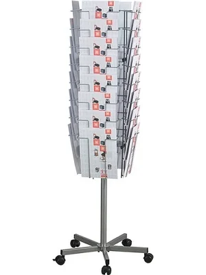 Versand Am Gleichen Tag Twinco Prospektständer Ø510mm H1475mm silber 32 Fächer DIN A4