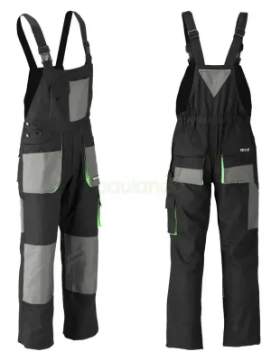 Zertifiziert Arbeitshose / Latzhose PALEA schwarz/grau Gr. XXL