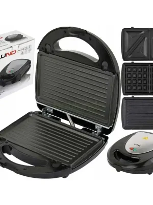 Neue Ware 3-in-1 Sandwichmaker, 760W, Edelstahl