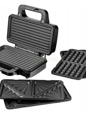 Aktuell 3-in-1 XXL Sandwichmaker 900 W mit Wechselplatten
