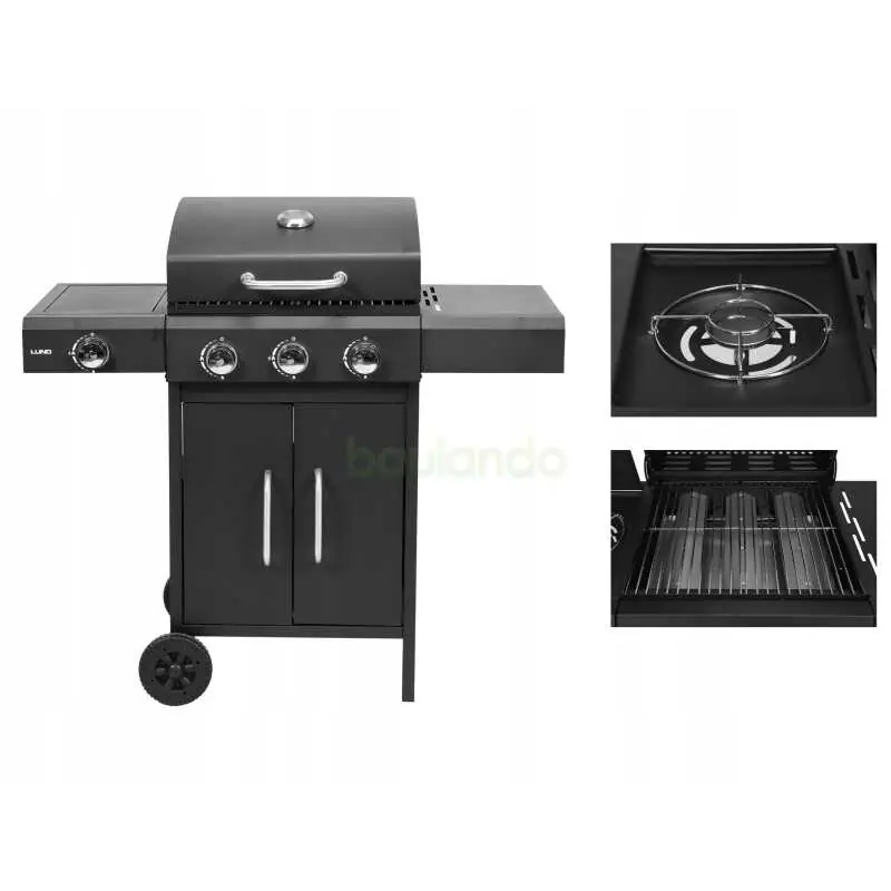 Gasgrill 6kW, 3+1 Brenner, Stahl 106 × 52,8 ×101,6 cm Saisonangebot