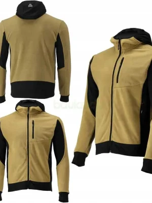 Wochenendangebot Fleece Kapuzenpulli, Hoodie mit Reißverschluss SARNA khaki/schwarzGr. M